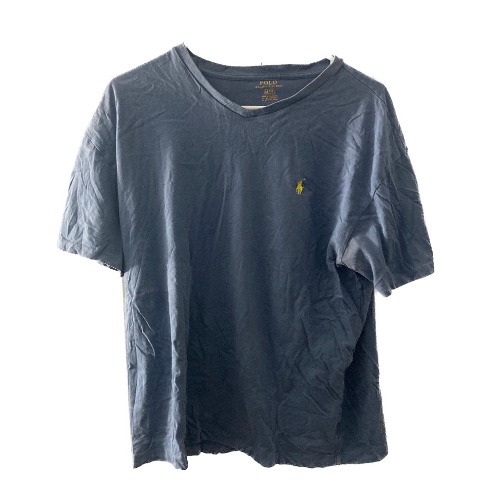 Polo Ralph Lauren T-Shirt, V-Neck, Men's Medium, Slate Blue w/Yellow Pony